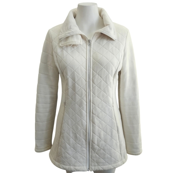 North Face Feminine Fit Caroluna Quilted Fleece Small Women’s Jacket Ivory - Picture 2 of 16